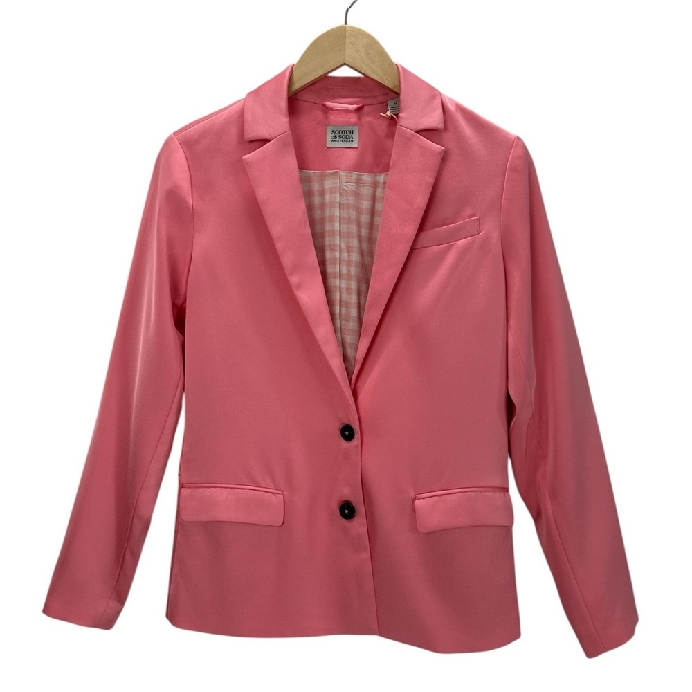 Scotch & Soda R’Belle Girls Blazer Coral Satin Finish Button Front Tailored